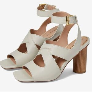 Cole Haan Block Heel Sandals 11 Leather Buckle Strap Modern Dressy Ivory Reina